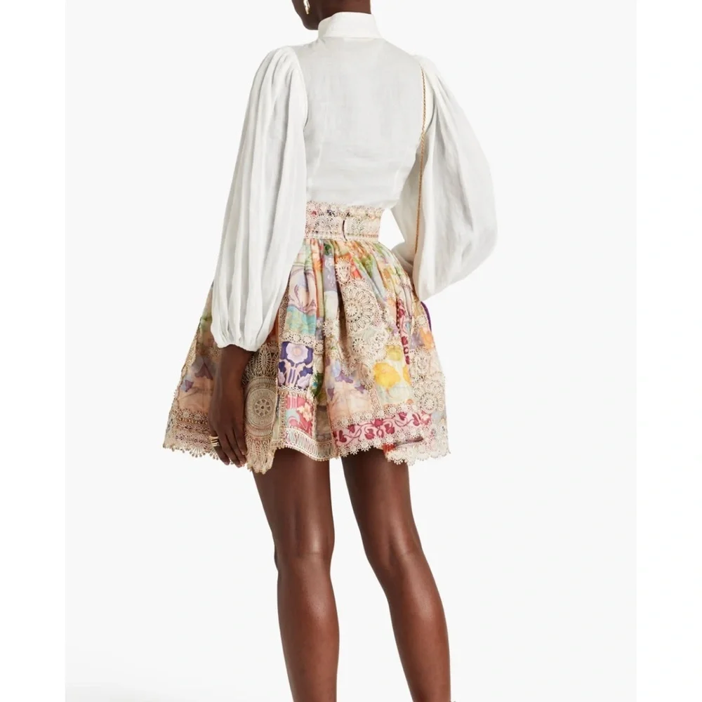 NWT Zimmermann linen-blend Cosmic Zodiac Dooley skirt size 0 /RARE COLLECTIBLE - Picture 4 of 9